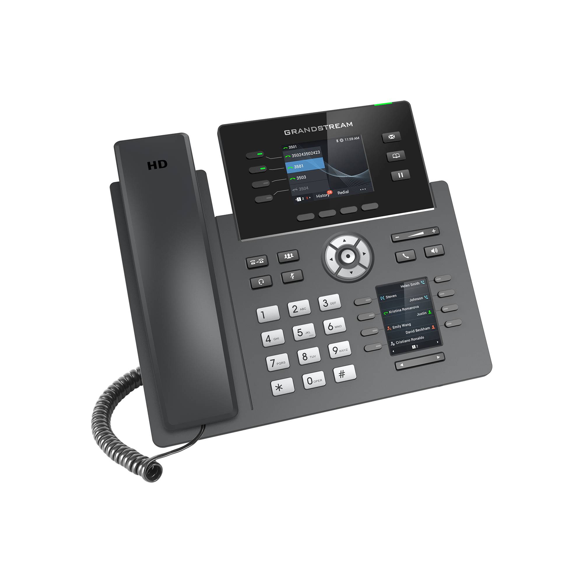 - HD audio, handset and speakerphone with support for wide-band audio- 4 line keys with up to 4 SIP accounts, 8MPK exten-4