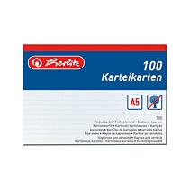 herlitz Karteikarten, DIN A5, liniert, weiß aus Papier, 170 g-qm, holzfrei, Linienfarbe: blau, doppelte (1150507)-2