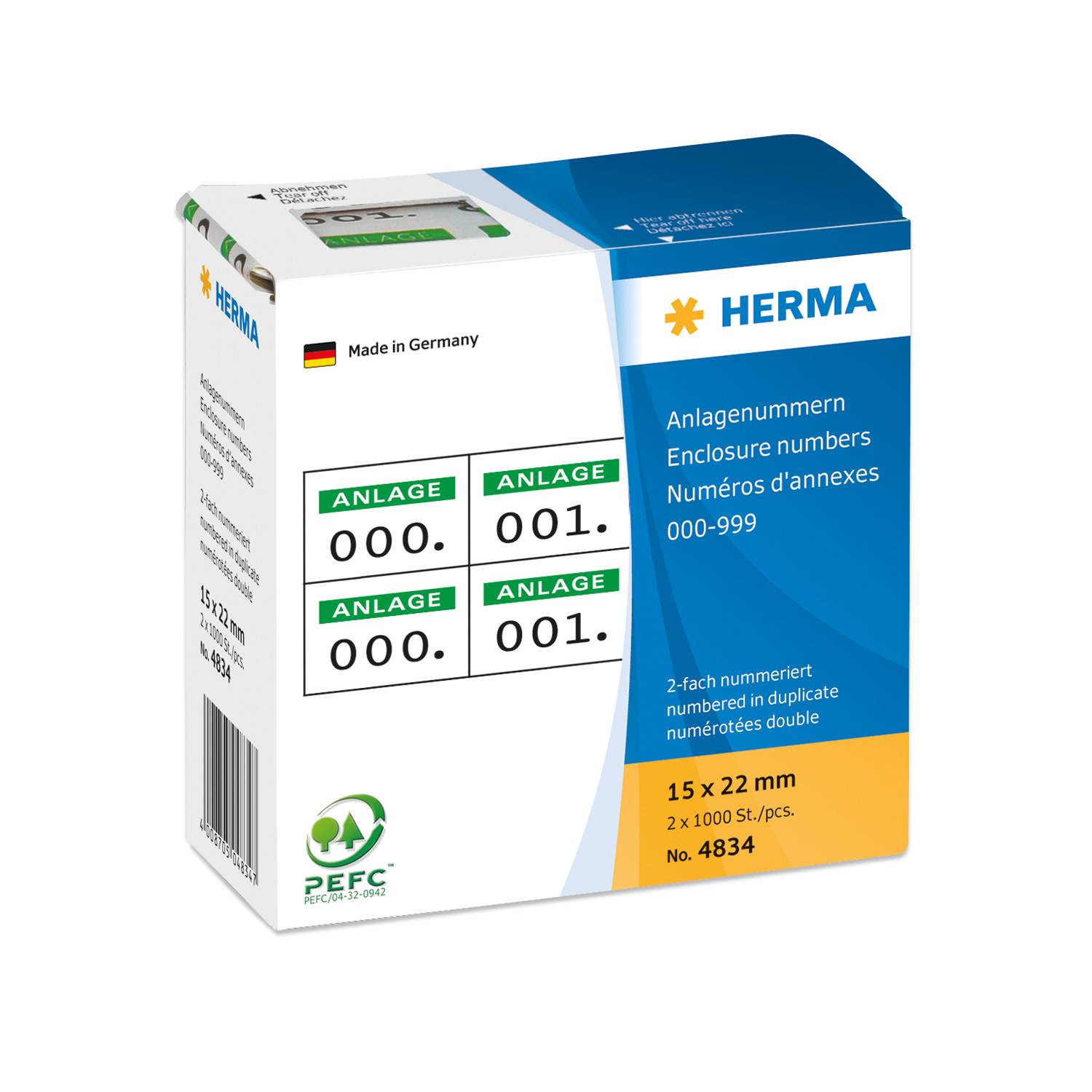 Herma - Etichette di numeri autoadesivo - Bianco Grn - 15 x 22 mm - 2000 etichette (1000 fogli x 2) (4834)-2