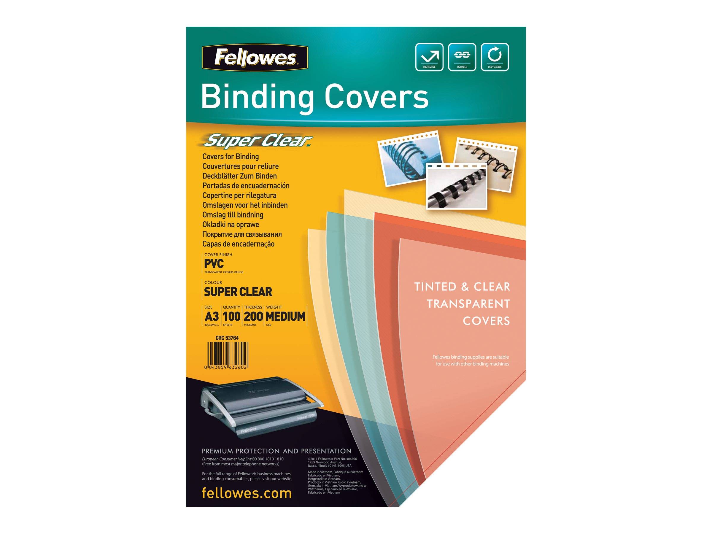 FELLOWES COUVERTURE PVC 200 MIC A3 TRANSPARENT-0