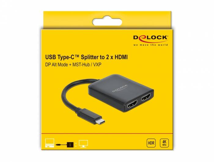 DeLOCK - Highspeed Videoschnittstellen-Converter - HDMI / USB - USB-C (M) bis HDMI (W) - 20cm - Schwarz - 4K Unterstützu-2