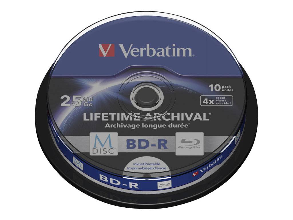 Verbatim M-Disc 4x BD-R 25 GB 10 pz (VERBATIM M-DISC BD-R 25GB 4X INKJET PRINTABLE [10 PACK])-0