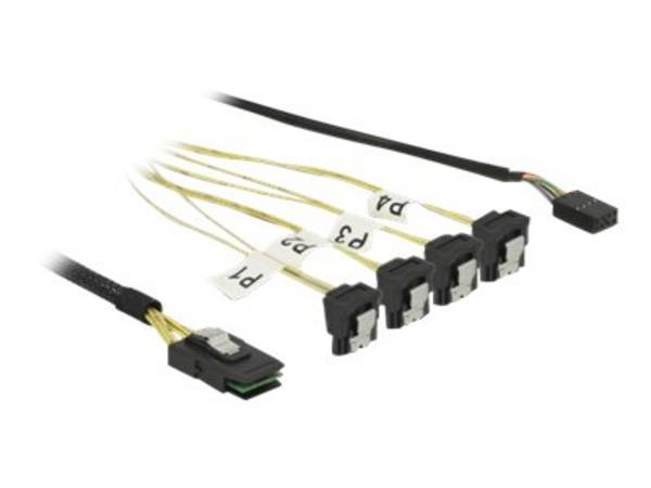 Delock - SATA- / SAS-Kabel - Mini SAS (SFF-8087) bis SATA, interne Stromversorgung, 8-polig - 50 cm (85683)