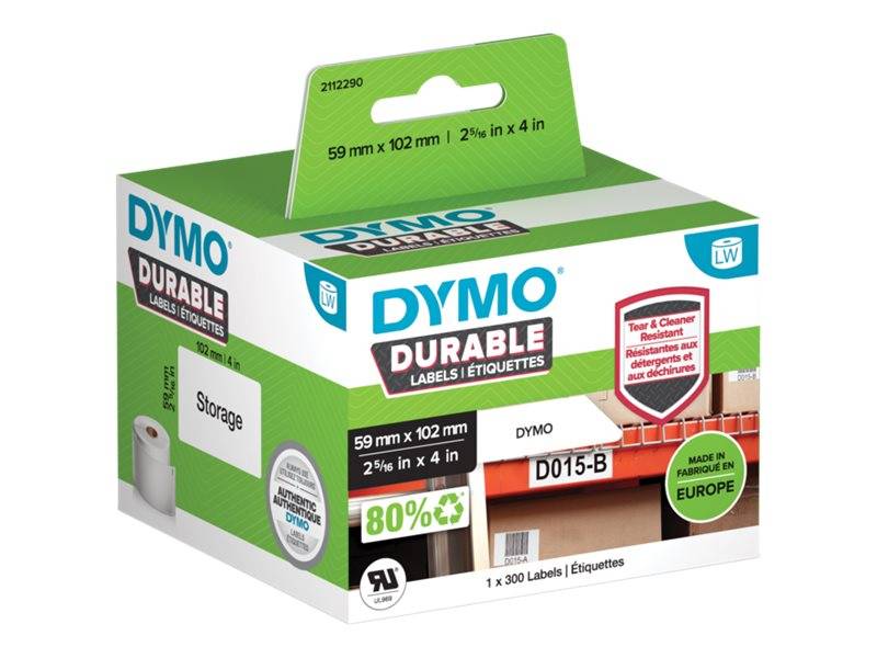 DYMO 1933088 Etichette 59 x 102 mm Polipropilene Bianco 1 pz. A tenuta permanente Etichetta universale-0