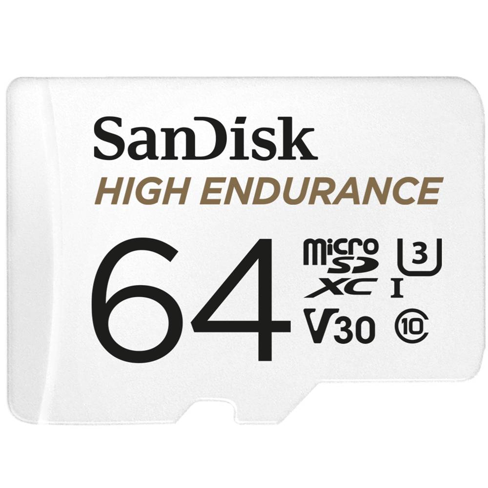 SanDisk High Endurance Monitoring Scheda miniSDXC 64 GB Class 10, UHS-I, UHS-Class 3, v30 Video Speed Class incl. Adatta-1