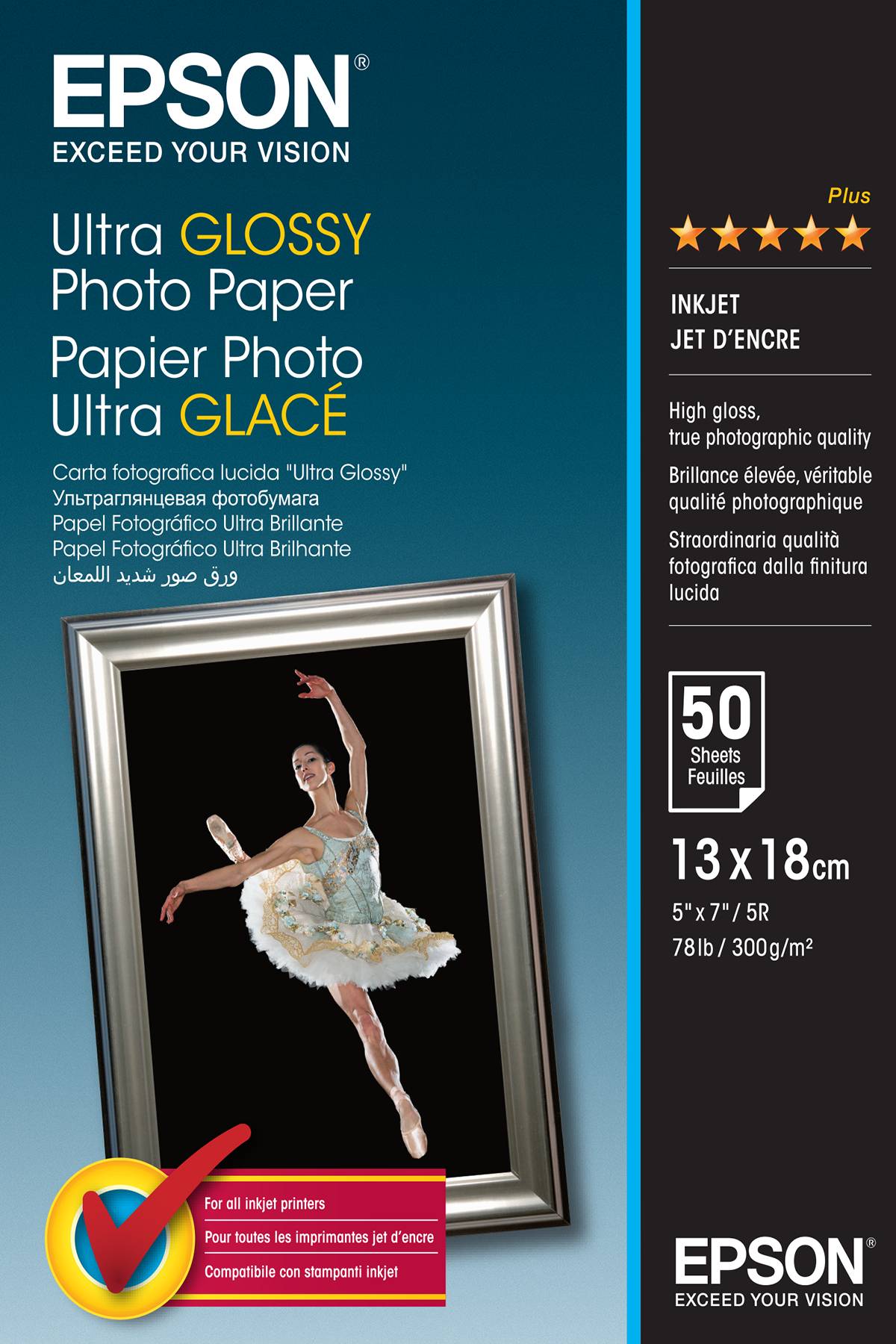 CARTA FOTO LUCIDA ULTRA 13X18CM 50F CARTA FOTOGRAFICA LUCIDA ULTRA IN FORMATO FOTOGRAFICO 13X18CM(50 FG) 300 G/M-1