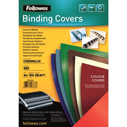 Fellowes Chromo - Bindemappe - A4 (210 x 297 mm) - Rot - 250 g/m2 - 100 Stck. - für Fellowes Galaxy 500, Galaxy Wire, Pu-1