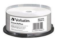Verbatim DataLifePlus Blu-Ray-Disk - 25 x BD-R DL - 50GB 6x - breite bedruckbare Oberfläche - Spindel - Speichermedium (-0