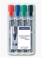 Staedtler 356 B WP4 evidenziatore 4 pz Nero, Blu, Verde, Rosso (Marker Lumocolor flipchart skr? 2-5mm)-1