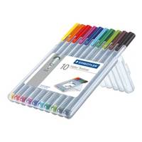 Staedtler Fineliner Tripus, ordinato, 10 Stuui Streche Strech: 0,3 mm, triangolare, sicuro a secco, argento - (334 SB10)-1