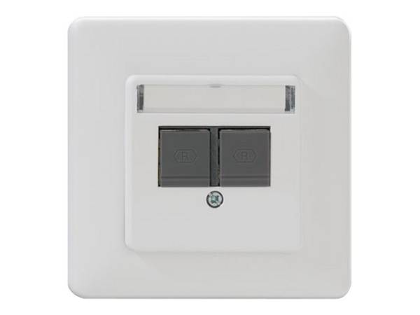 Rutenbeck 139112040 Presa di rete Da incasso Inserto con piastra centrale e telaio CAT 6A  Bianco puro