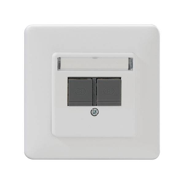 Rutenbeck 139112040 Presa di rete Da incasso Inserto con piastra centrale e telaio CAT 6A Bianco puro-2