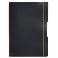 herlitz Notizheft my.book flex, A4, PP-Cover, schwarz abgerundete Ecken, Verschluss- und Haltegummi in rot, - 1 Stück (1-2