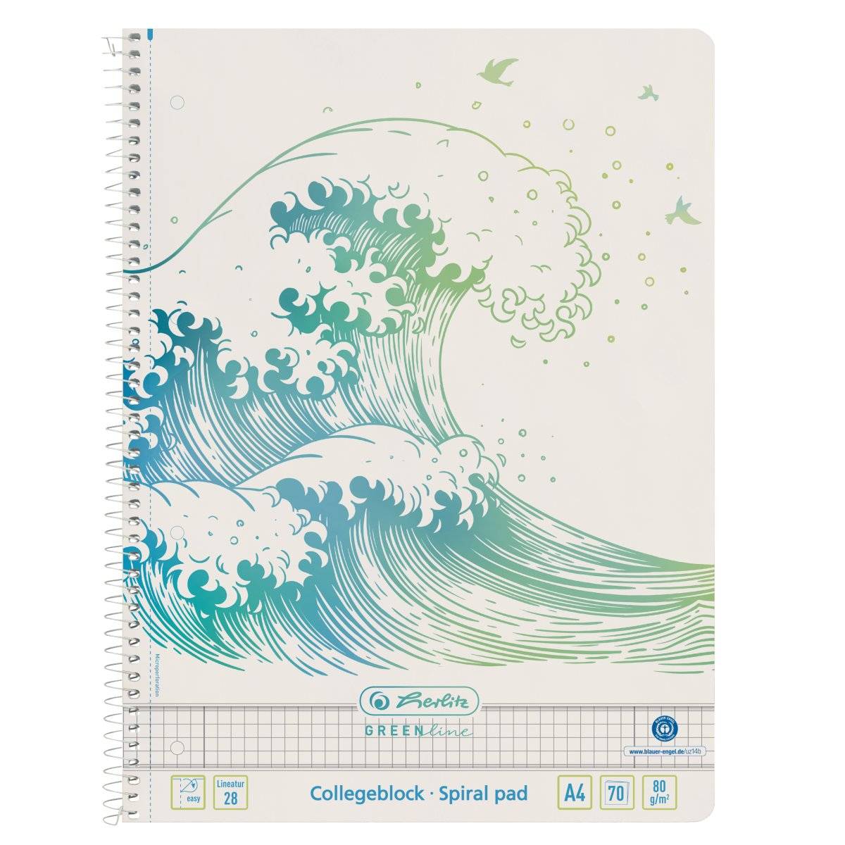 Herlitz GREENline Notizbuch A4 70 Blätter Weiß (50033478)-0