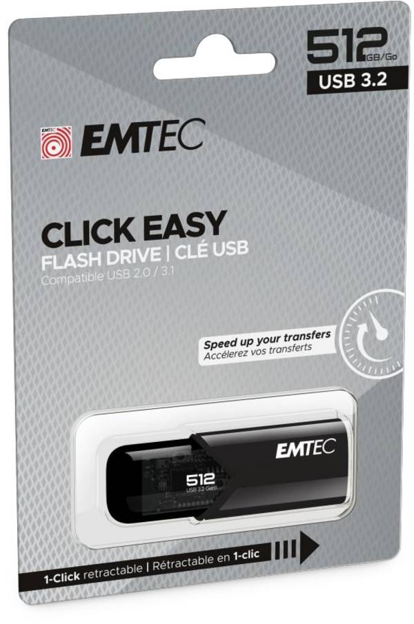Emtec B110 Click Easy 3.2 USB-Stick 512 GB USB Typ-A 3.2 Gen 2 (3.1 Gen 2) Schwarz (ECMMD512GB113)