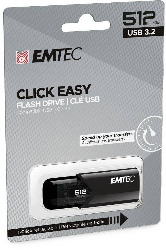 Emtec B110 Click Easy 3.2 USB-Stick 512 GB USB Typ-A 3.2 Gen 2 (3.1 Gen 2) Schwarz (ECMMD512GB113)-0