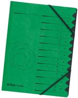 herlitz Ordnungsmappe easyorga, A4, Karton, 12 Fächer, grün Colorspan-Karton, 355 g-qm, innen schwarzer Manila-Karton (1-2