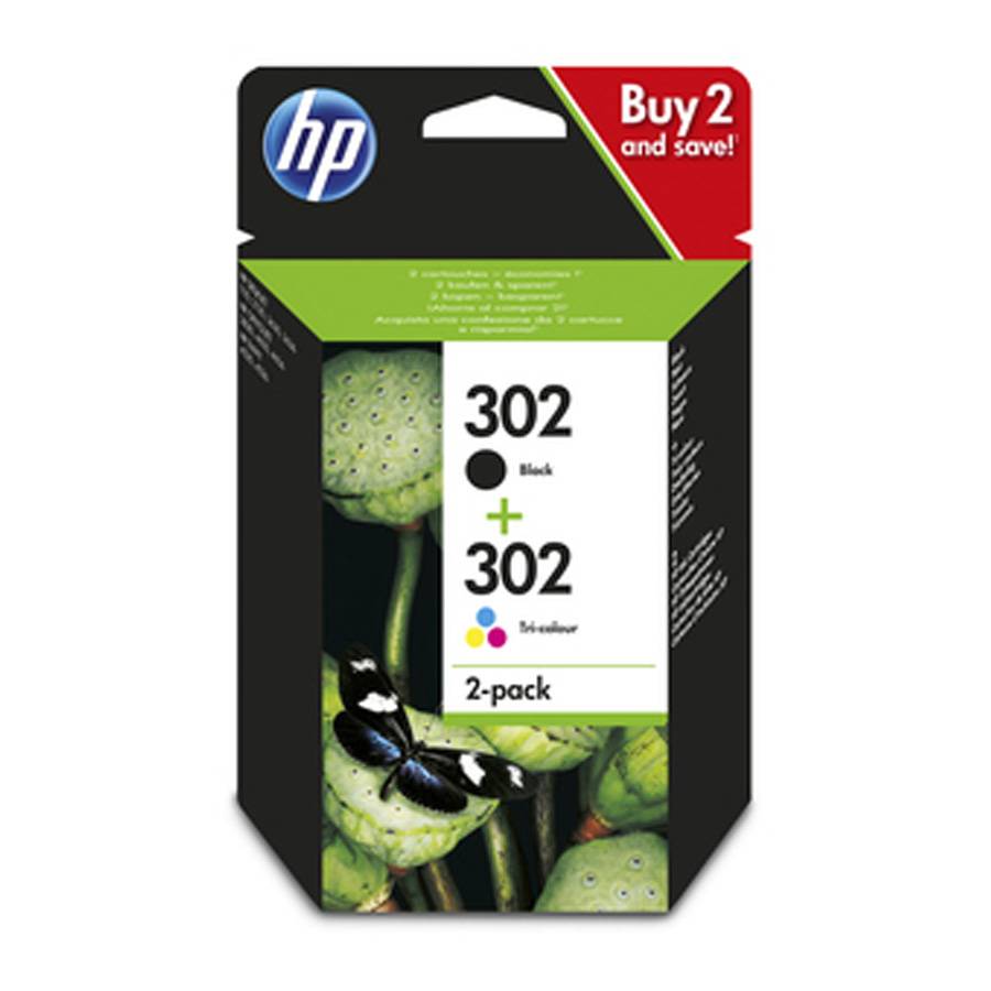 Hp confezione da 2 cartucce d\`inchiostro nero/tricromia originali 302-0