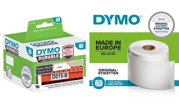 Rotolo 350 etichette LW Durable Industrial - 1933081 - 25 x 89 mm - carta - bianco - Dymo - conf. 2 rotoli-0