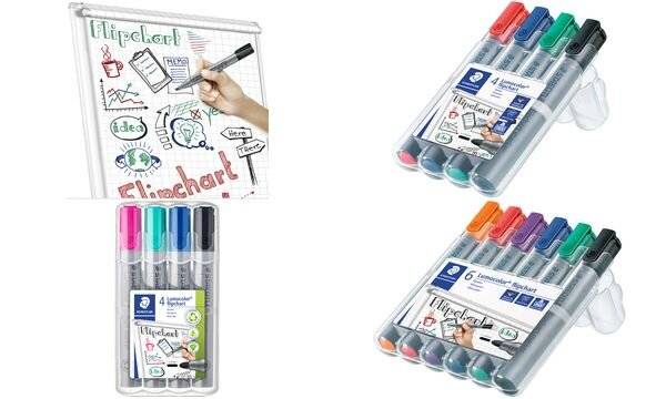 Staedtler 356 B WP4 evidenziatore 4 pz Nero, Blu, Verde, Rosso (Marker Lumocolor flipchart skr? 2-5mm)-5