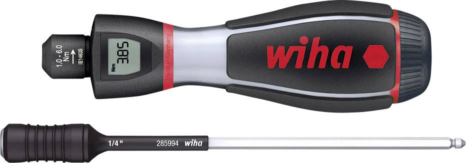 Chiave dinamometrica elettronica con display digitale '3.8'. Attacco da '1/4"'. Marchio 'Wiha'.