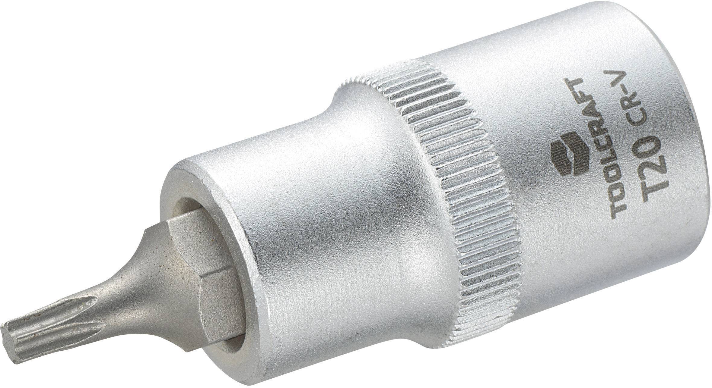 Inserto per bit Torx in metallo con incisione 'TOOLCRAFT T20 CR-V', idoneo per lavori di avvitamento.