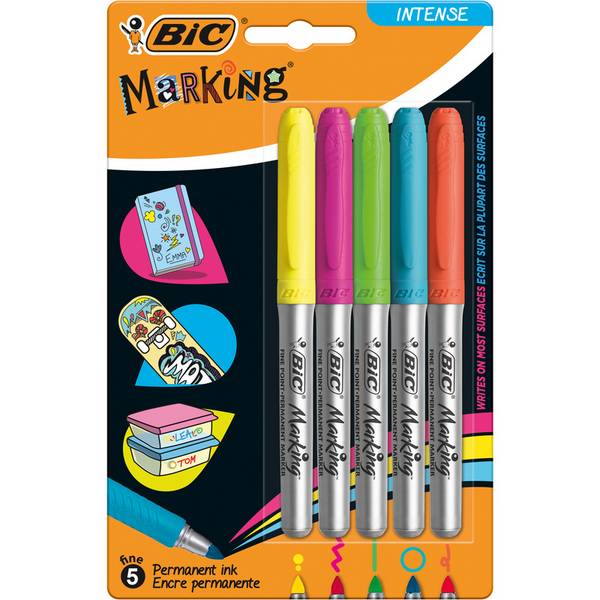 BIC 968410 evidenziatore 5 pz Punta conica Blu, Verde, Arancione, Rosa, Giallo