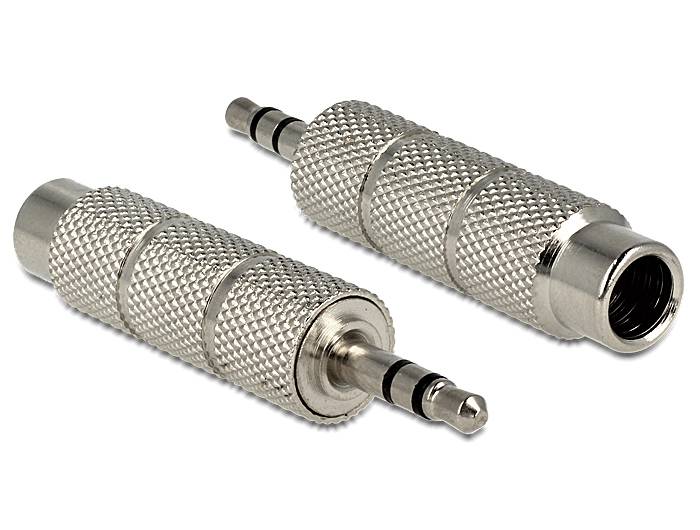 DeLOCK - Audio-Adapter - Mini-Phone Stereo 3,5 mm (M) - bis - Stereohörer 6,35 mm (W) - Silber (65548)-1