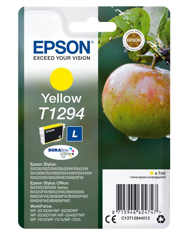 ORIGINAL Epson Cartuccia d'inchiostro giallo C13T12944012 T1294 470 Seiten 7ml-0