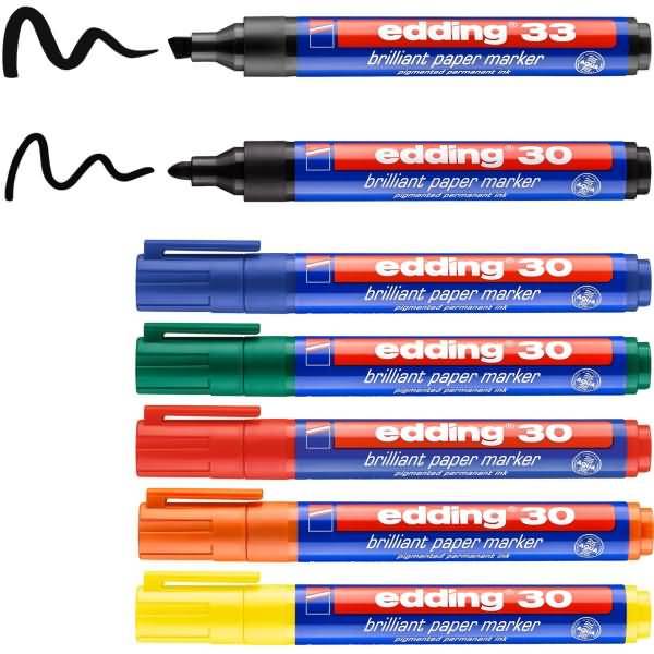 Edding Colourful Flipchart Kit Permanent-Marker Sortiert Schwarz - Blau - Grün - Orange - Rot - Gelb 7 Stück(e) (4-3033--1
