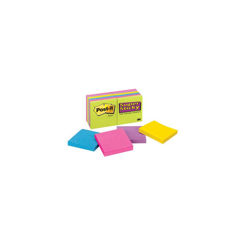 Post-it Notes Ultracolor 654-12 3M - 76x76 mm - 20556 (Turchese Malva Girasole Fucsia e Lime Conf. 12)-0