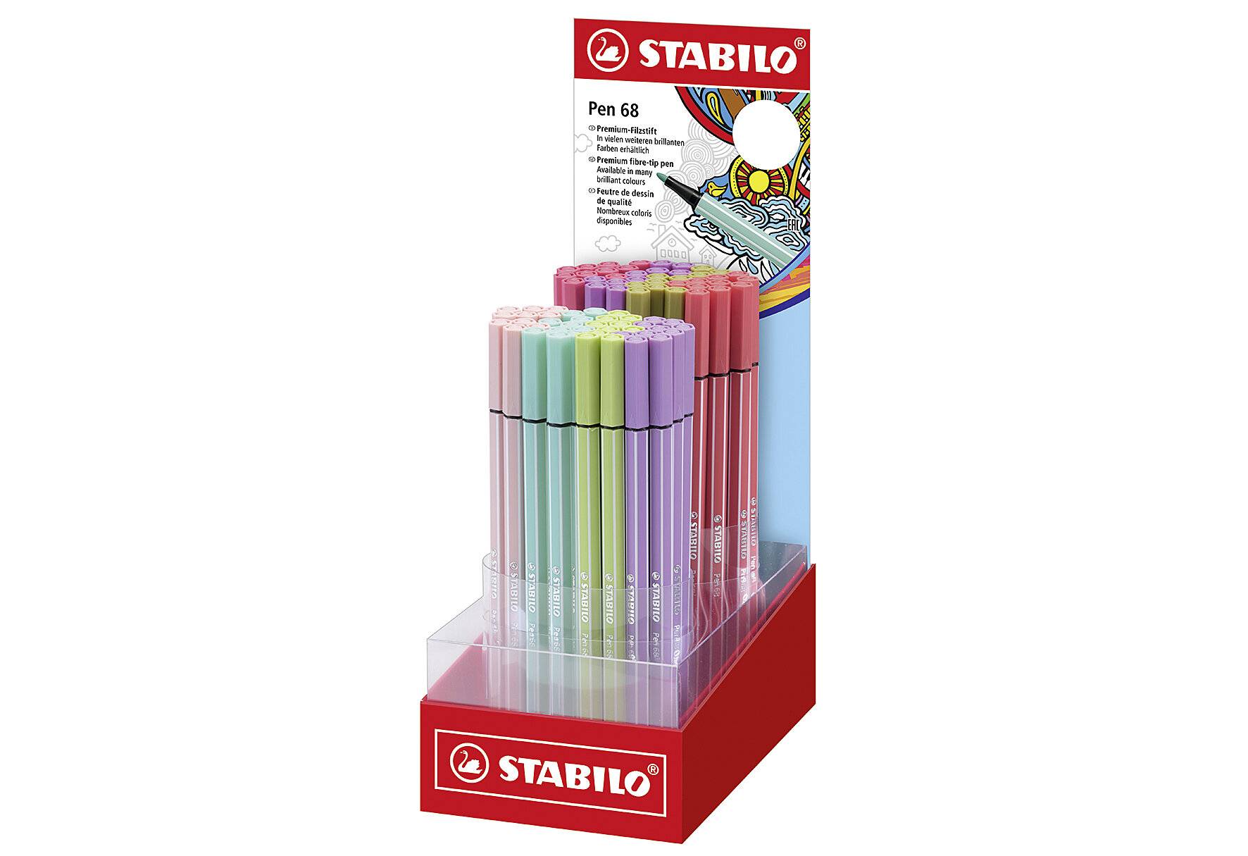 Pennarelli Stabilo Pen 68 tratto 1 mm espositore 80 pezzi Stabilo assortiti 68/80-01-0