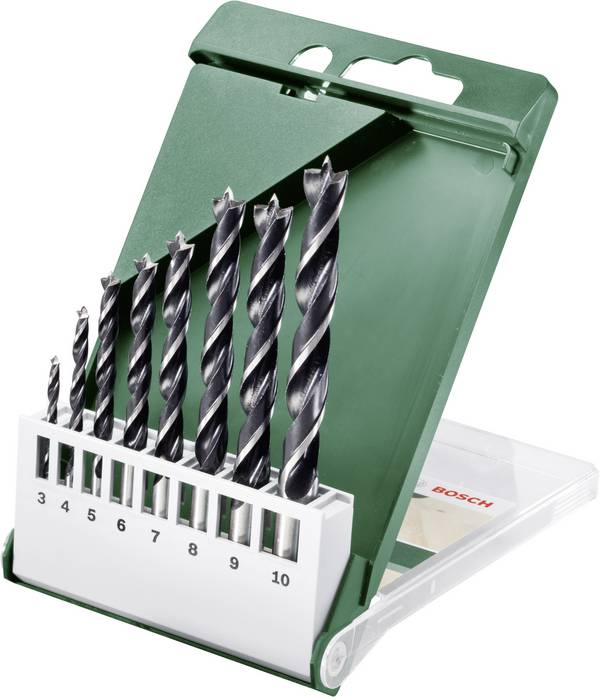 Bosch Accessories 2609255215 Kit punte a spirale da legno 8 parti 3 mm, 4 mm, 5 mm, 6 mm, 7 mm, 8 mm, 9 mm, 10 mm Alberino cilindrico 1 KIT