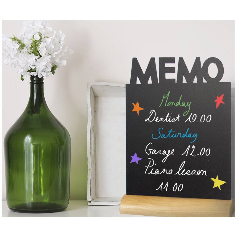 Lavagna da tavolo Silhouette - 34,5x21 cm - forma memo - nero - Securit-0