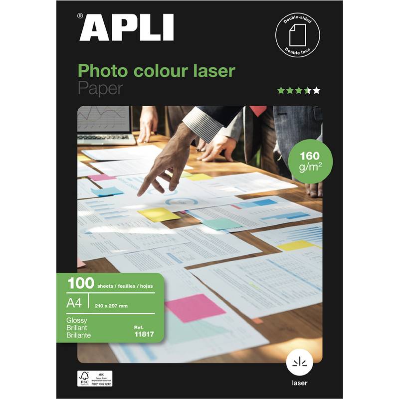 agipa Laser-Foto-Papier, DIN A4, 160 g/qm, hochglänzend beidseititg bedruckbar, für Laserdrucker - 1 Stück (011817)-0