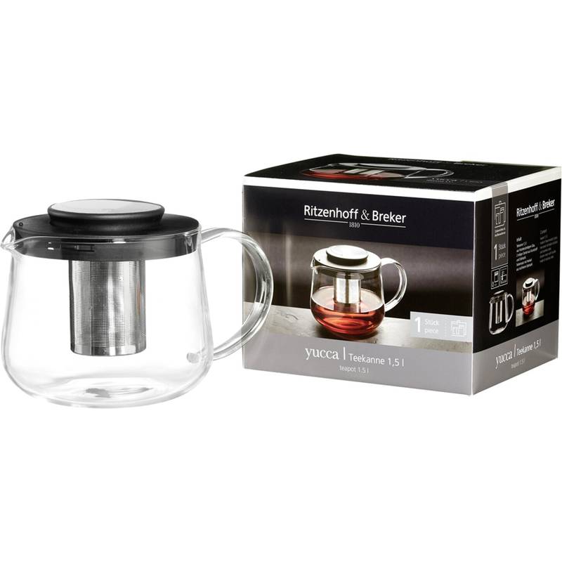 Ritzenhoff & Breker Yucca Einzelne Teekanne 1500 ml Schwarz - Transparent (156713)-0