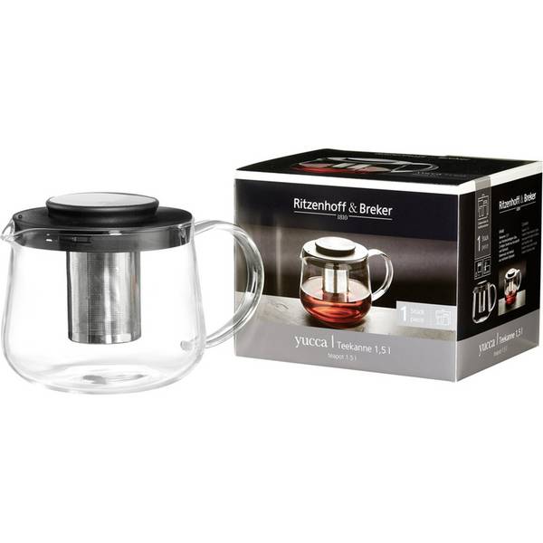 Ritzenhoff & Breker Yucca Einzelne Teekanne 1500 ml Schwarz - Transparent (156713)