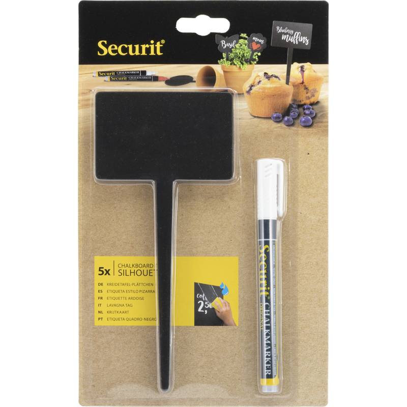 Targa con Marcatore Securit - 24,7x15 cm - Rettangolare - TAG-RECTANGLE-5 (Nero Conf. 5)-0