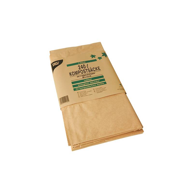 PAPSTAR Kompostsäcke, braun, 240 Liter, 2er aus 2-lagigem Kraftpapier, Stärke: 70 g/qm, nassfest, - 1 Stück (14189)-0