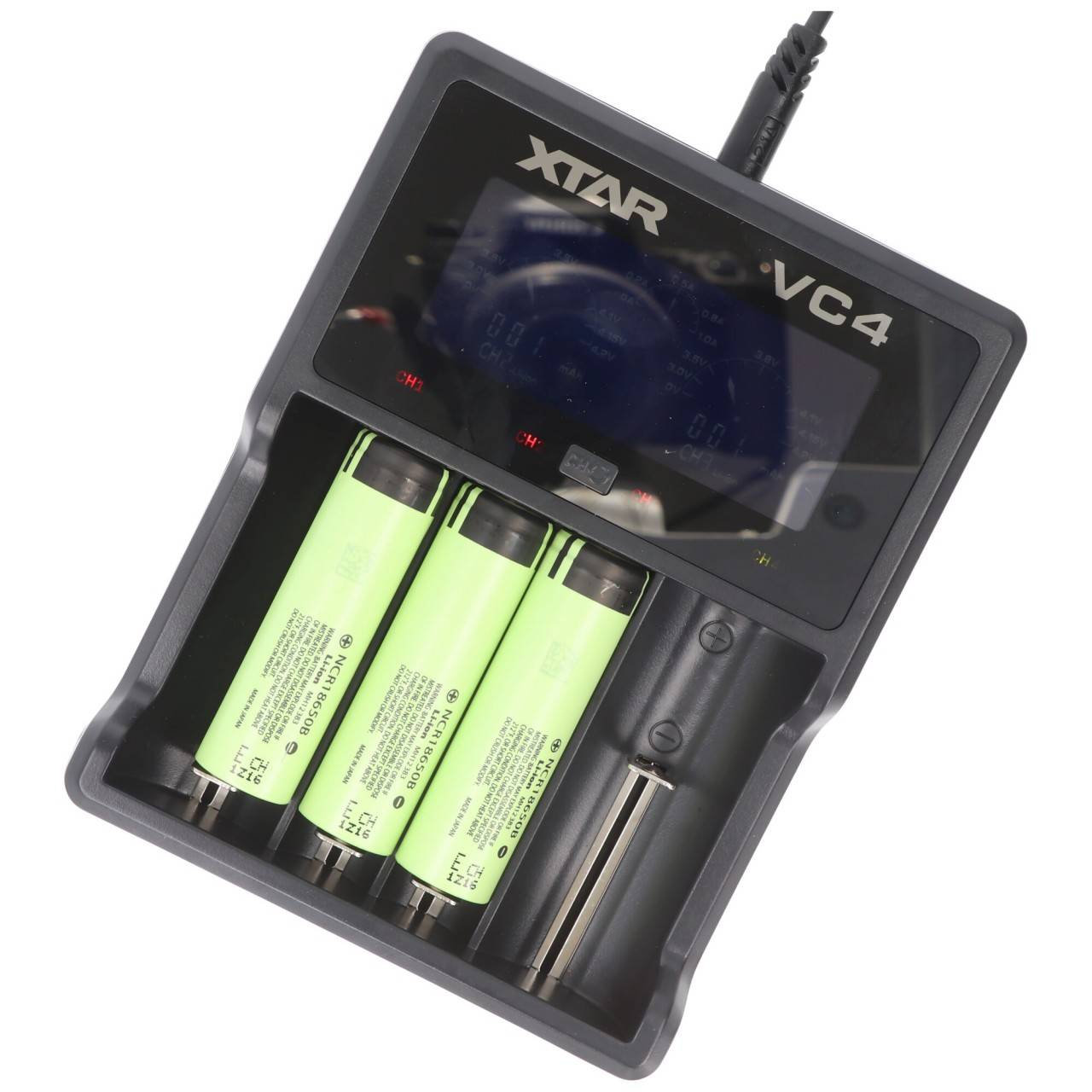 Caricabatterie e batteria Panasonic adatti per icucam 4, icucell 18650, 3400mAh agli ioni di litio, 3 pezzi per set-1