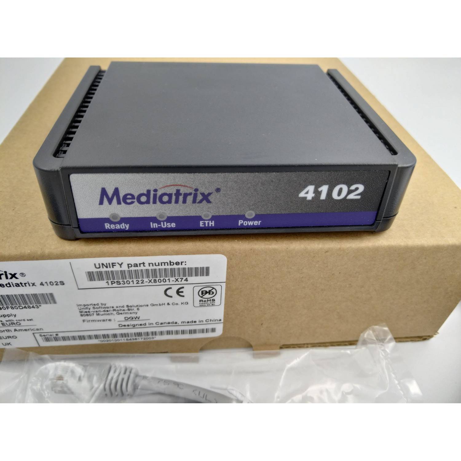 Unify HiPath Mediatrix 4102 - VoIP-Gateway - 2 Anschlüsse - 10Mb LAN, 100Mb LAN (L30220-D600-A214)-1
