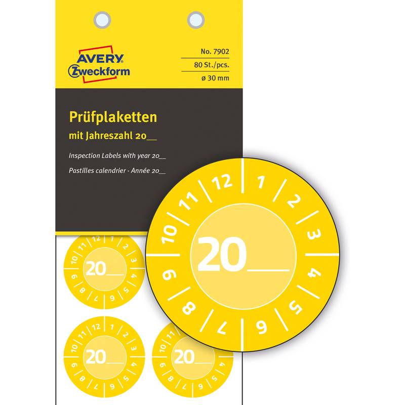 AVERY Zweckform badge di prova badge di prova/anno 20__ 30,0 x 30,0 mm giallo-0
