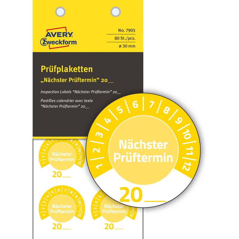 Targa di prova dei badge di prova della forma funzionale AVERY. Prossimo test.20__ 30,0 x 30,0 mm giallo-0