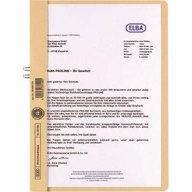 ELBA Klemmhandmappe, DIN A4, ohne Vorderdeckel, chamois Manilakarton, 10 Blatt Düllvermögen, gepackt zu 1 Stück (36450 C-1