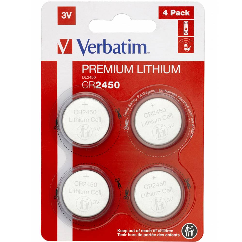 Batteria Verbatim al litio, pila a bottone, CR2450, 3V - Blister (confezione da-0