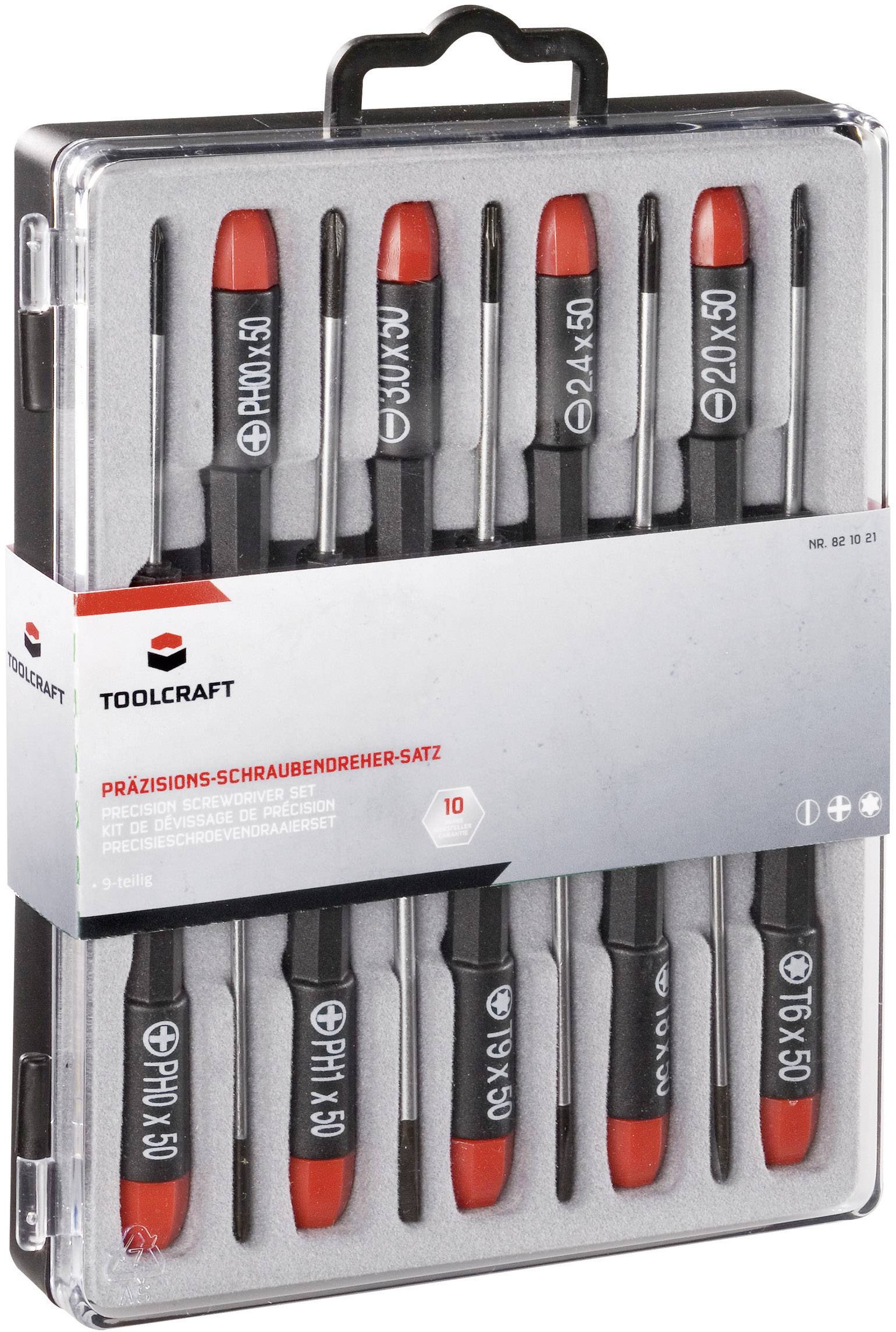 TOOLCRAFT Elettronica e meccanica di precisione Kit cacciaviti 9 parti Taglio, Croce Phillips, Profilo a T