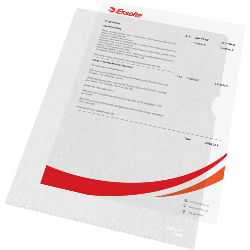 Esselte 54820 cartella Polipropilene (PP) Trasparente A4-0