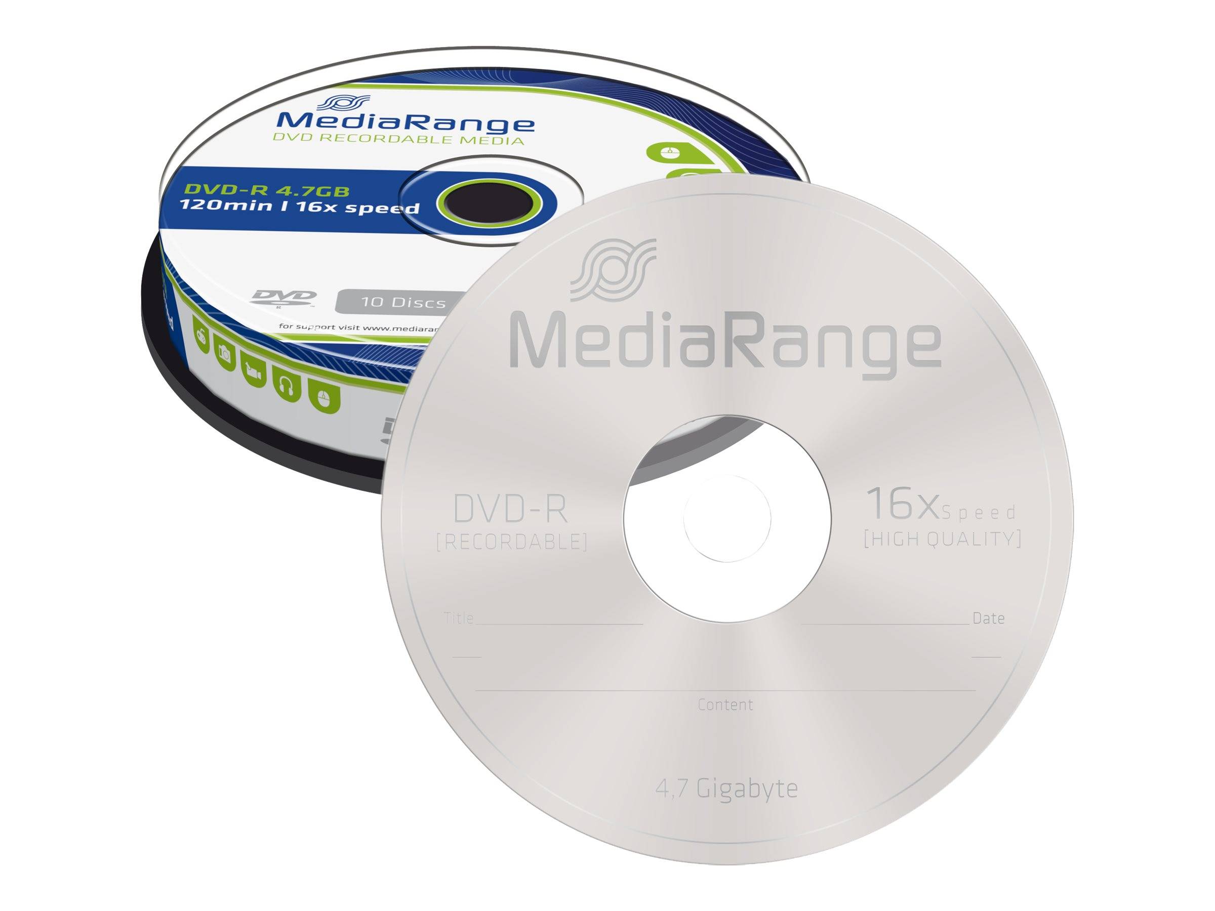 MediaRange MR452 DVD vergine 4,7 GB DVD-R 10 pz (MediaRange - DVD-R x 10 - 4.7 GB - lag)-0
