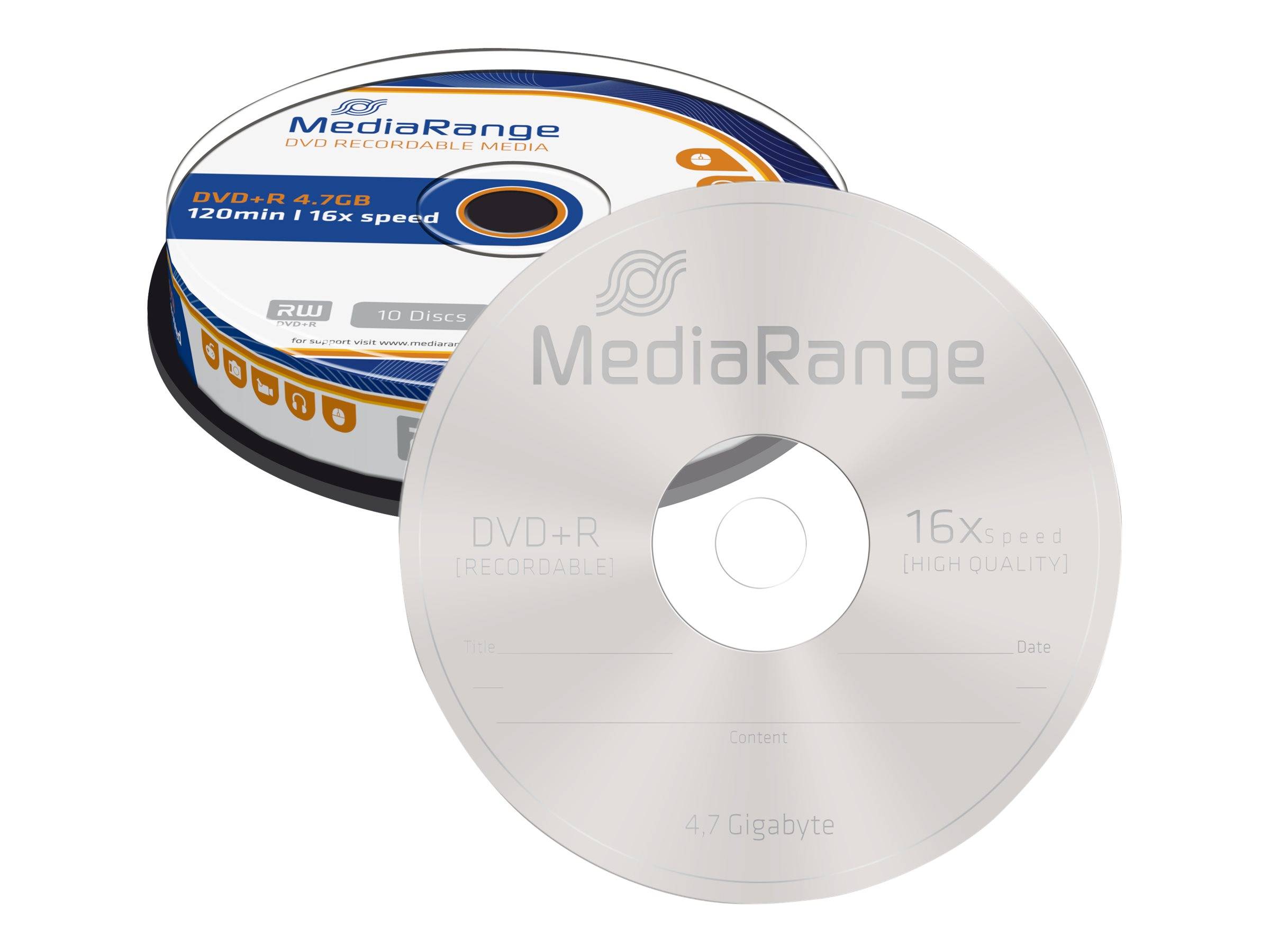 MediaRange MR453 DVD vergine 4,7 GB DVD+R 10 pz (MediaRange - DVD+R x 10 - 4.7 GB - lag)
