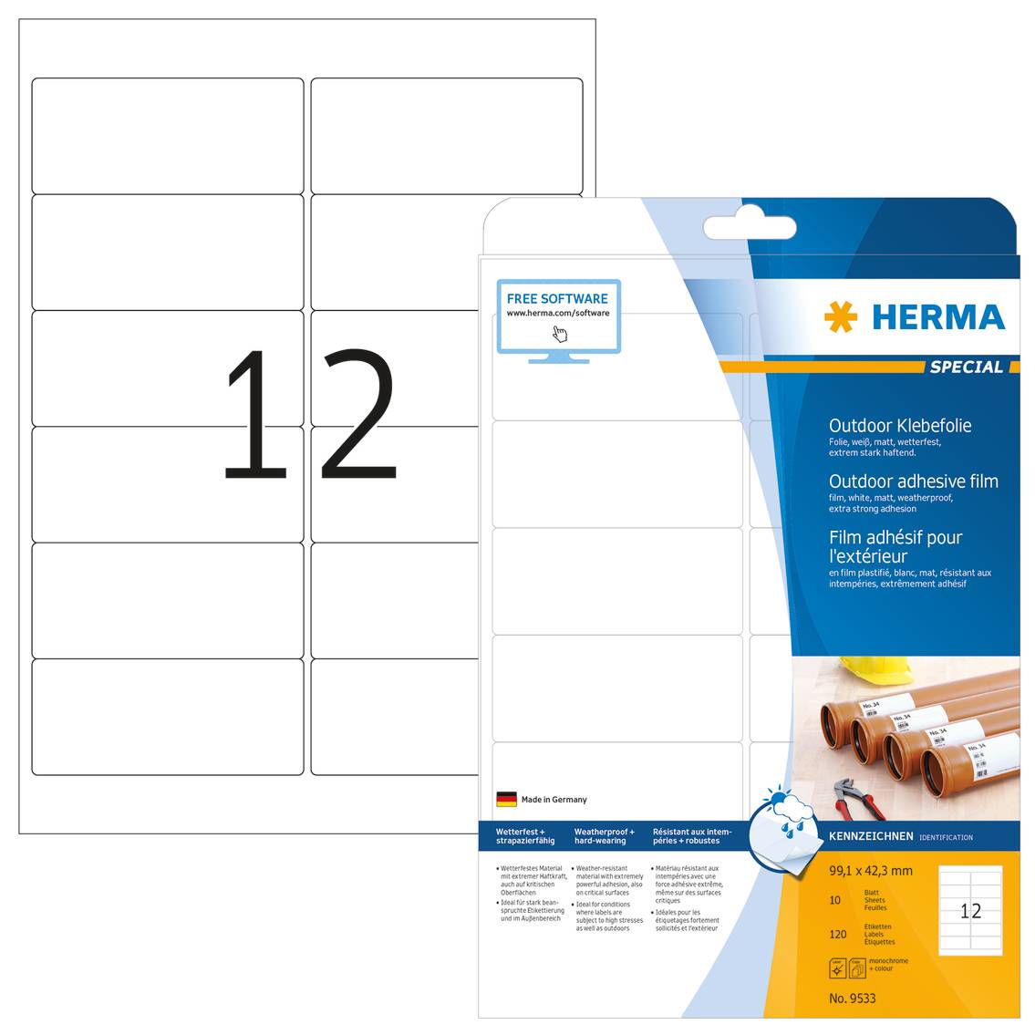 HERMA 9533 etichetta per stampante Bianco Etichetta per stampante autoadesiva (HERMA Special - filmm?rkater - mat - 1)-7